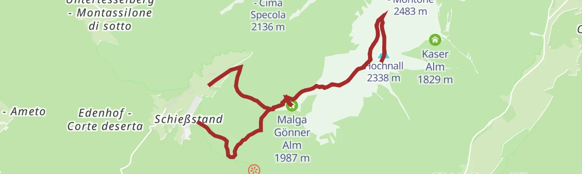 Route map: To the summit of Hochnall